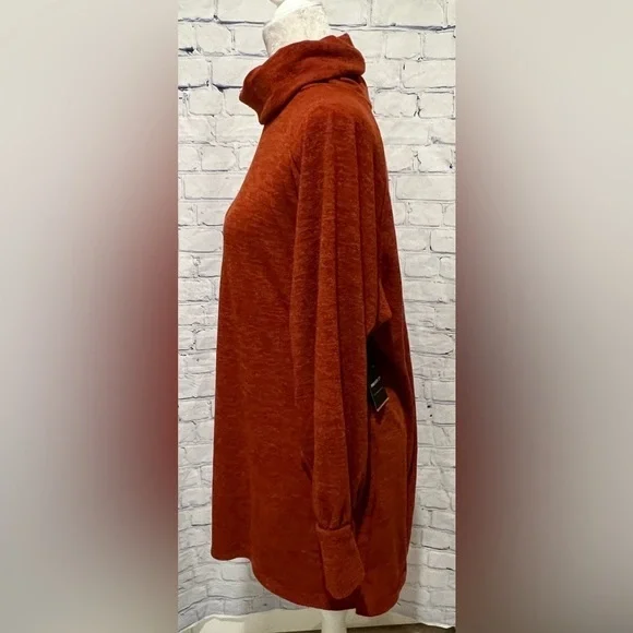 Forever 21 Contemporary Oversized Burnt Orange High Neck Sweater/dress Large - Picture 3 of 7